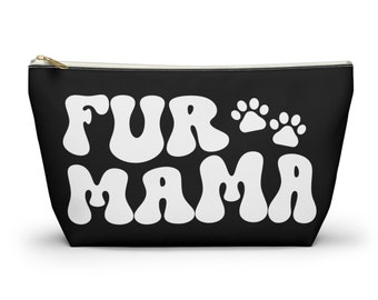 Fur Mama Make-up-Tasche für Frauen | Geschenke für Hundemamas Geburtstagsgeschenk | Mama Geschenke | Schwarze Make-up-Tasche | Lustige Mama Tasche | Hunde Mama Tasche