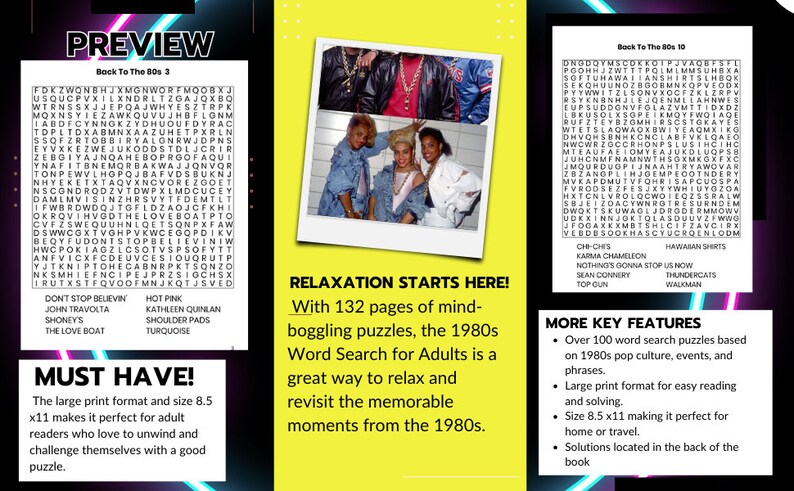 I Love the 80s Word Search Printable PDF Back to the 80s Word - Etsy