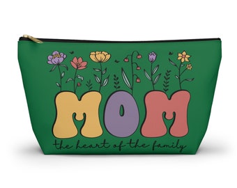 Best Mom Makeup Bag for Women| Mother's Day Gifts for Moms Birthday Gift| Floral Mom Bag | Green Makeup Bag | Loving Mom Bag