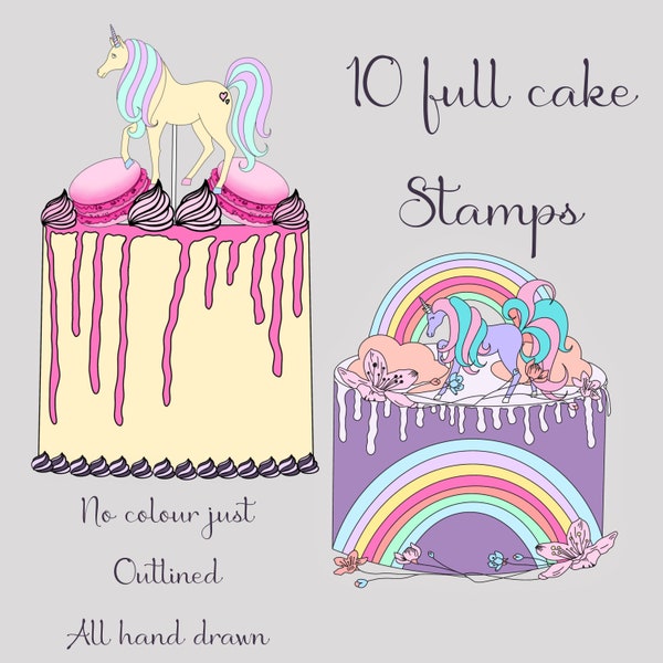Fantasy cake stampset for Procreate and Procreate pocket, procreate cake stamps, procreate stamp brushes