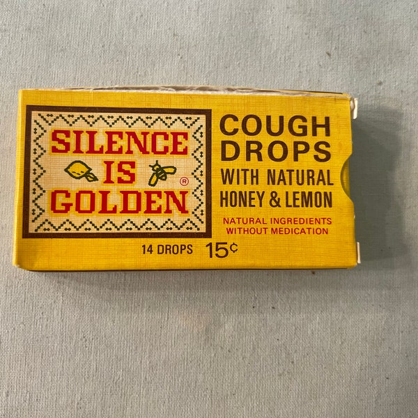 Silence is Golden Vintage package of cough drops