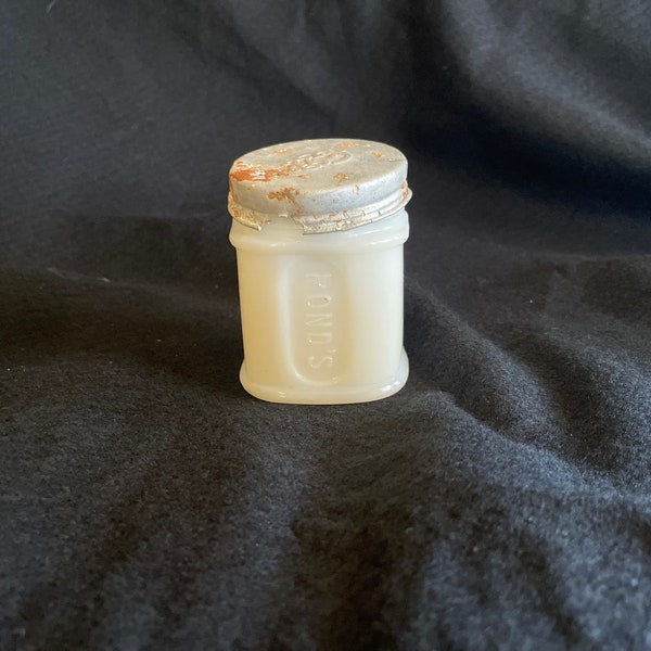 Vintage Pond’s cold cream jar milk glass with lid