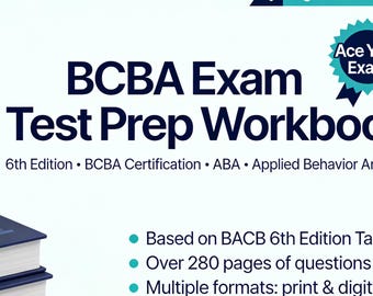 BCBA Exam Prep Workbook | 6th Edition | BACB Task List | ABA Certification, Applied Behavior Analysis Therapy | Digital Download