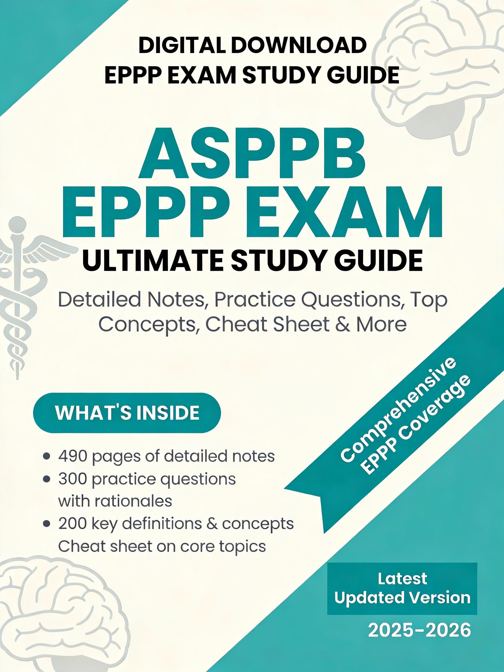 ASPPB EPPP Exam Ultimate Study Guide With Detailed Notes, Practice ...