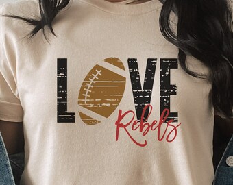 Love Rebels T-Shirt, Football Lover Gift, Football Mom Shirt, Gift for Mom, Fall Shirt, Unisex Football Tee, Maryville Rebels, Cute Football