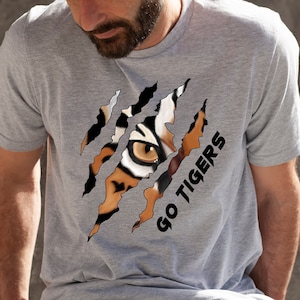 Go Tigers T-Shirt, Unisex Tshirt, Tiger Eye Shirt, School Mascot Shirt, Tiger Shirt, Animal Tee, Tiger Claw, Team Gift, School Spirit