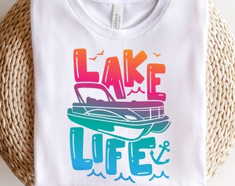 Camiseta lake life, camisa Lake Trip, camisa de vacaciones, camisa Lake Lover, camisa de vacaciones familiares, camisa de pontón para botes, camisa colorida para botes