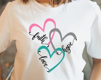 Camiseta Faith Hope Love, camisa Faith, camiseta Hope, camisa Love, regalo cristiano, camisa religiosa, camisa de iglesia