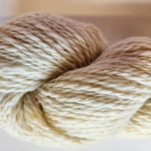 Alpaca Merino Wool Aran Yarn: Cream Blue Tweed Texture