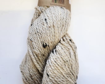 Homestead Tweed Wool Yarn: Aran Weight, Oatmeal Color, 90% Peruvian Highland Wool