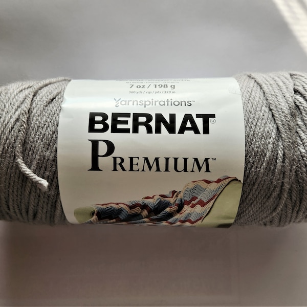 Bernat Premium Yarn Warm Gray Acrylic Worsted Weight Knitting Yarn Crochet Yarn 7oz/ 198g