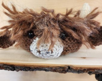 Hand Knit Highland Cow Basket: Whimsical Farm Nursery Decor