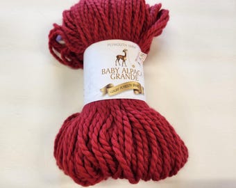 Bulky Alpaca Yarn, Scarlet Red 100% Baby 110 Yards