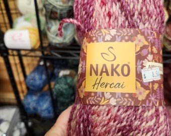 Nako Hercai Yarn, Magenta Mix Chunky Acrylic for Knitting and Crocheting