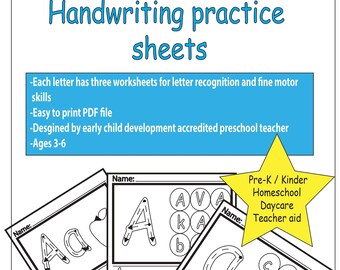 Preschool Homeschool Letter Recognition and Handwriting Practice Worksheets