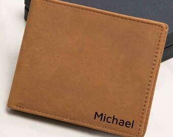 Mens Leather Wallet Gift Personalized Wallet with Name or Initials Gift for Him Name Wallet Custom Bifold Monogrammed Wallet Gifts for Men