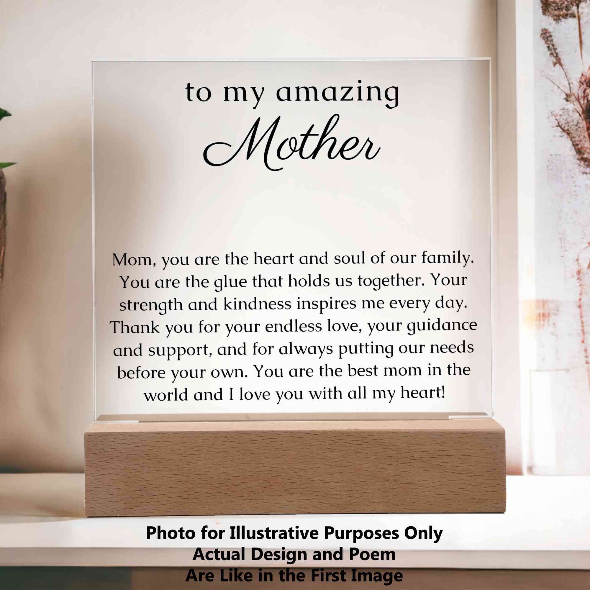 Personalized Acrylic Plaque With LED Light Sister Custom Gift Unique Gifts for Sister Square LED ...