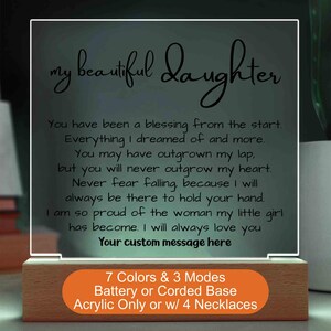 Custom Gift for Daughter Personalized Acrylic Plaque with LED Light Unique Daughter Gift LED Night Light To my Daughter Square Night Lamp