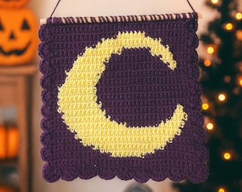 Crochet Crescent Moon Wall Hanging Pattern: Witchy Home Decor (PDF Pattern)