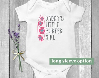 Daddy's Little Surfer Girl Baby Bodysuit, Surfboard Baby Clothes, Surfing Baby Clothes, Cute Baby Outfit, Beach, Ocean, Baby Announcement