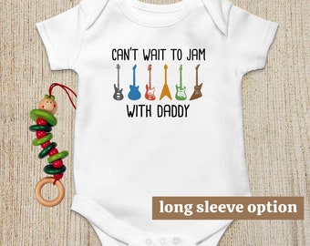 Guitar Baby Bodysuit, Can't Wait To Jam With Daddy, Rock Band Shirt, Music Baby Gift, Funny Baby Clothes, Baby Announcement, Newborn Outfit