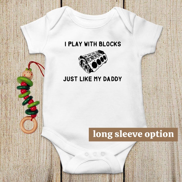 Mechanic Blocks Baby Bodysuit, Daddy Mechanic, Future Blockhead, Funny Baby Clothes, Cute Baby Outfit, Baby Announcement, Baby Mechanic Tee