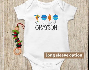 Fishing Baby Bodysuit, Fish Baby Clothes, Personalized Baby Gift, Funny Baby Clothes, Cute Baby Outfit, Baby Boy Name, Baby Announcement