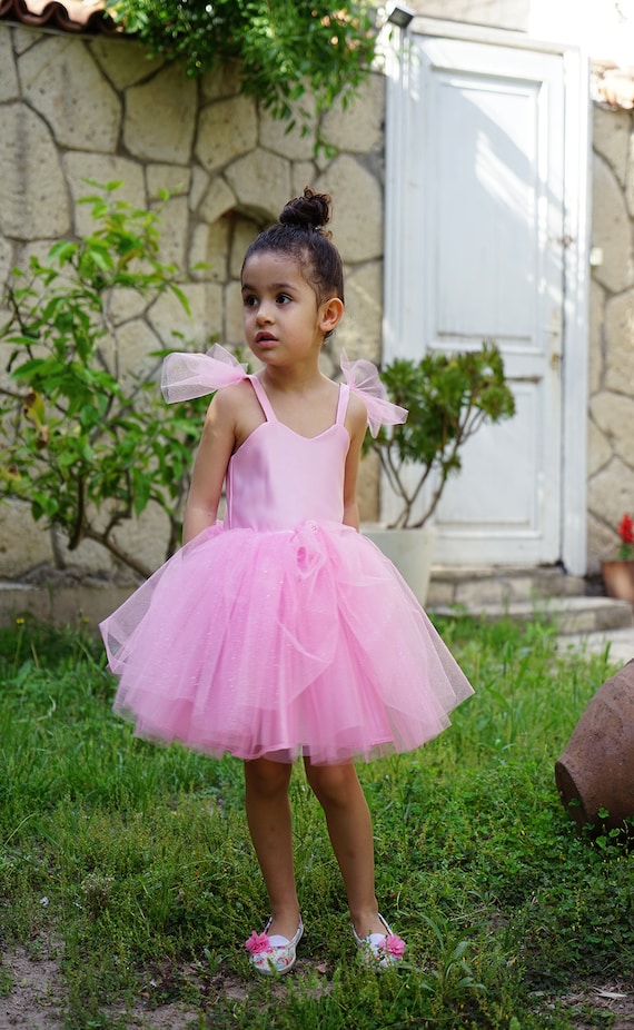 Robe de princesse tutu rose à paillettes pour anniversaires de filles