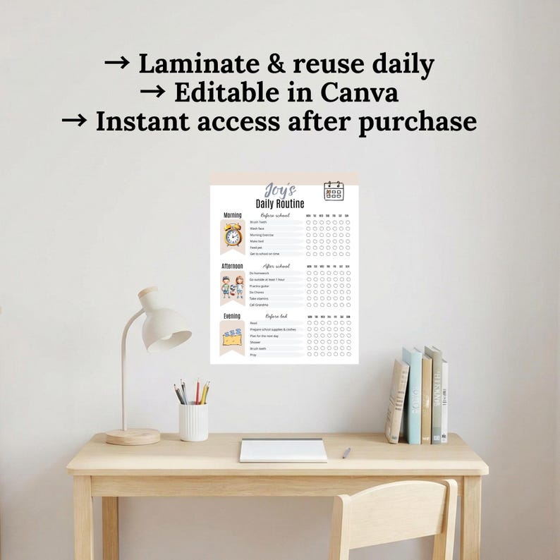 Daily Routine Calenda Kids Daily Routine Calendar, Morning After School and Bedtime Schedule ...