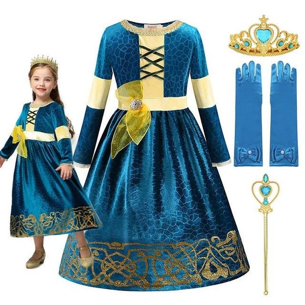 Disney Brave Princess Merida Disfraz Halloween Cosplay, Fiesta de Carnaval Ropa de Princesa Ropa De Fantasía, Tutu Toddler Christmase Dress up