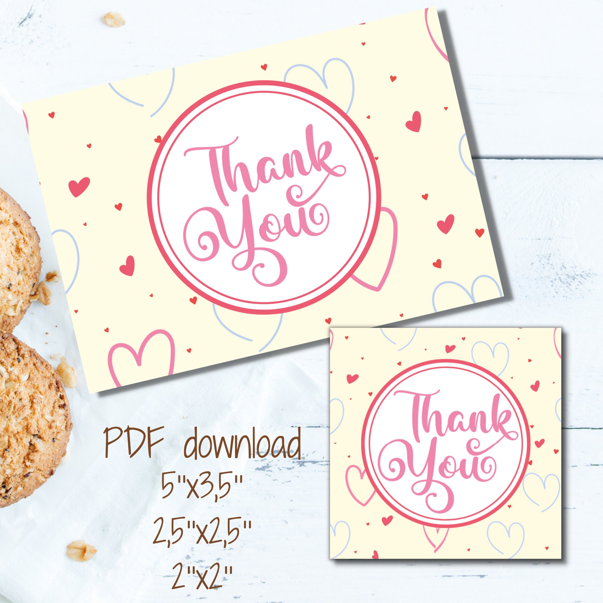 Thank You Cookie Tag Digital Cookie Card Printable Thank You - Etsy