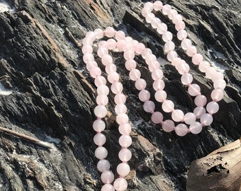 Rose Quartz Mala, 108 Mala Prayer Beads, Meditation Gift, Japamala ,Beaded, Jewellery, Mala Beads, Mala, Yoga Mala , Beaded Necklace