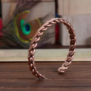 Handgefertigtes reines Kupferarmband für Herren und Damen, massives Kupfer Manschettenarmband,7 mm breites verstellbares Heilungsarmband