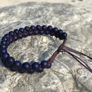 Lapis Lazuli Bead Bracelet | Handemade Adjustable Blue Stone Bracelet | Natural Gemstone  Spiritual Jewelry | gift For Men & Women