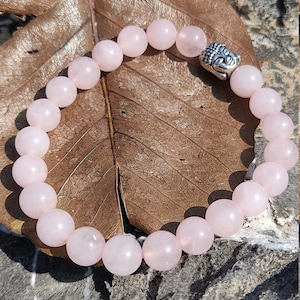 Rose quartz bracelet | Natural Healing Crystal For Love & Heart Chakra, Handmade Stretch Beads Jewelry, Gift For Women And Self-Care.