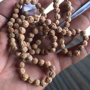 Original Rudraksha Mala: 8mm Prayer Beads, Knotted Rosary