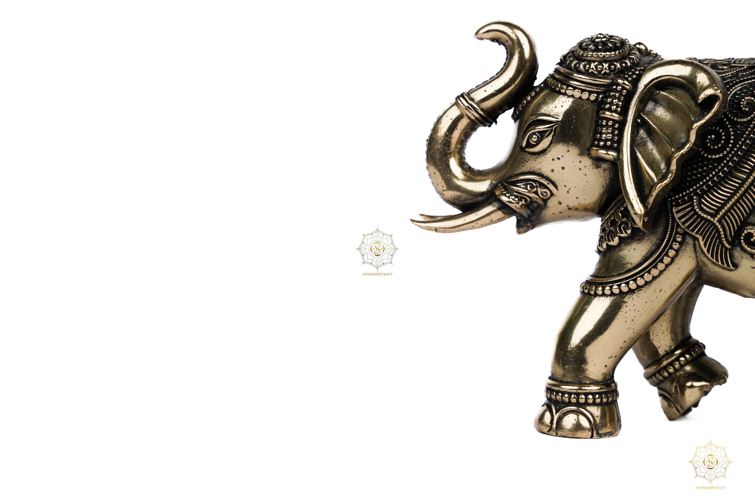 真鍮の象の像：手作りのインド美術、ヴァーストゥの室内装飾 - Etsy 日本