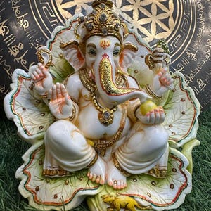Colorful Marble Ganesh Statue - Elephant God Vinayaka - 6.2 Inch