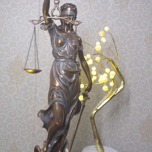 Lady Justice Statue-29&quot; Large Greek Roman Resin Sculpture In Bronze Blindfolded Goddess Symbol Of low Justice Lawyer Judge Office Desk Gift