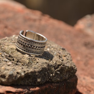 Open Boho Spinner Ring: Silver Plated Adjustable Brass