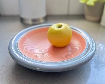 Modern Orange and Grey Ribbed Pattern Serving Bowl ‘Made in Italy”