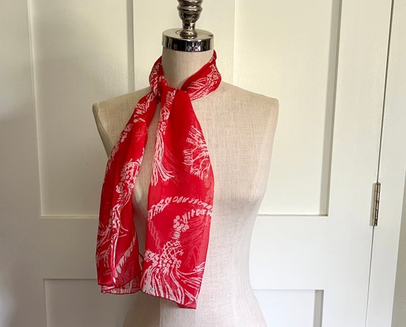 Vintage long silk scarf with rope and tassel patt… - image 6