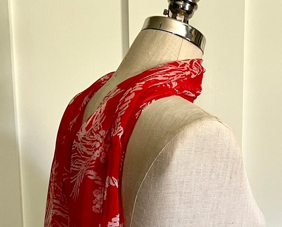 Vintage long silk scarf with rope and tassel patt… - image 2