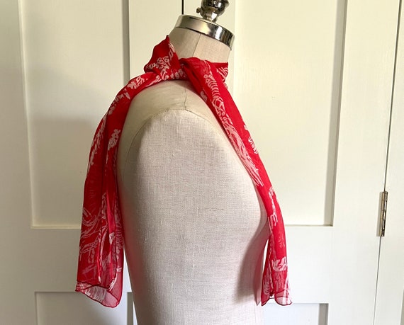 Vintage long silk scarf with rope and tassel patt… - image 5