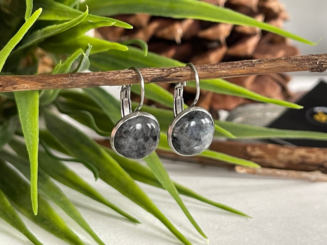 Boucles D'oreilles Pendantes Anciennes En Argent Avec Pierres Noires - Dormeuses - Longues - Occasion