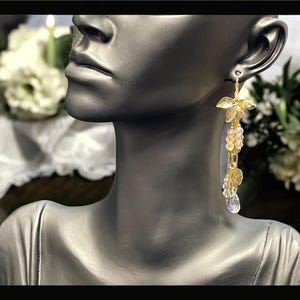 Orecchini lunghi da sposa, gioielli fatti a mano, orecchini pendenti con cristalli Swarovski, gioielli da sposa, damigella d&#39;onore, ballo di fine anno