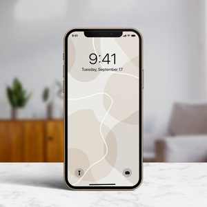 Boho iPhone Wallpaper Digital Download, Beige Aesthetic Wallpaper iPhone, Shapes Wallpaper, Neutral Phone Background