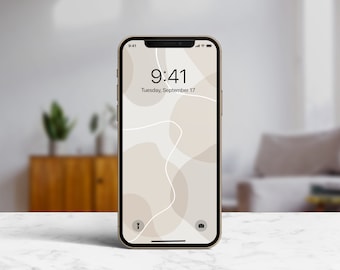 Boho iPhone Wallpaper Digital Download, Beige Aesthetic Wallpaper iPhone, Shapes Wallpaper, Neutral Phone Background