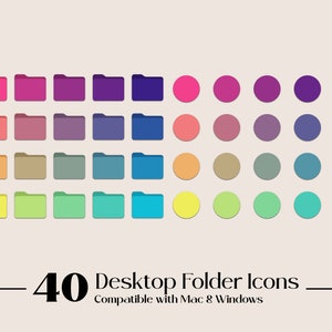 40 Bright Desktop Folder Icons for Mac & PC | Mac Icons | Windows Icons | Minimalist Desktop Aesthetic | Bundle Pack | Instant Download
