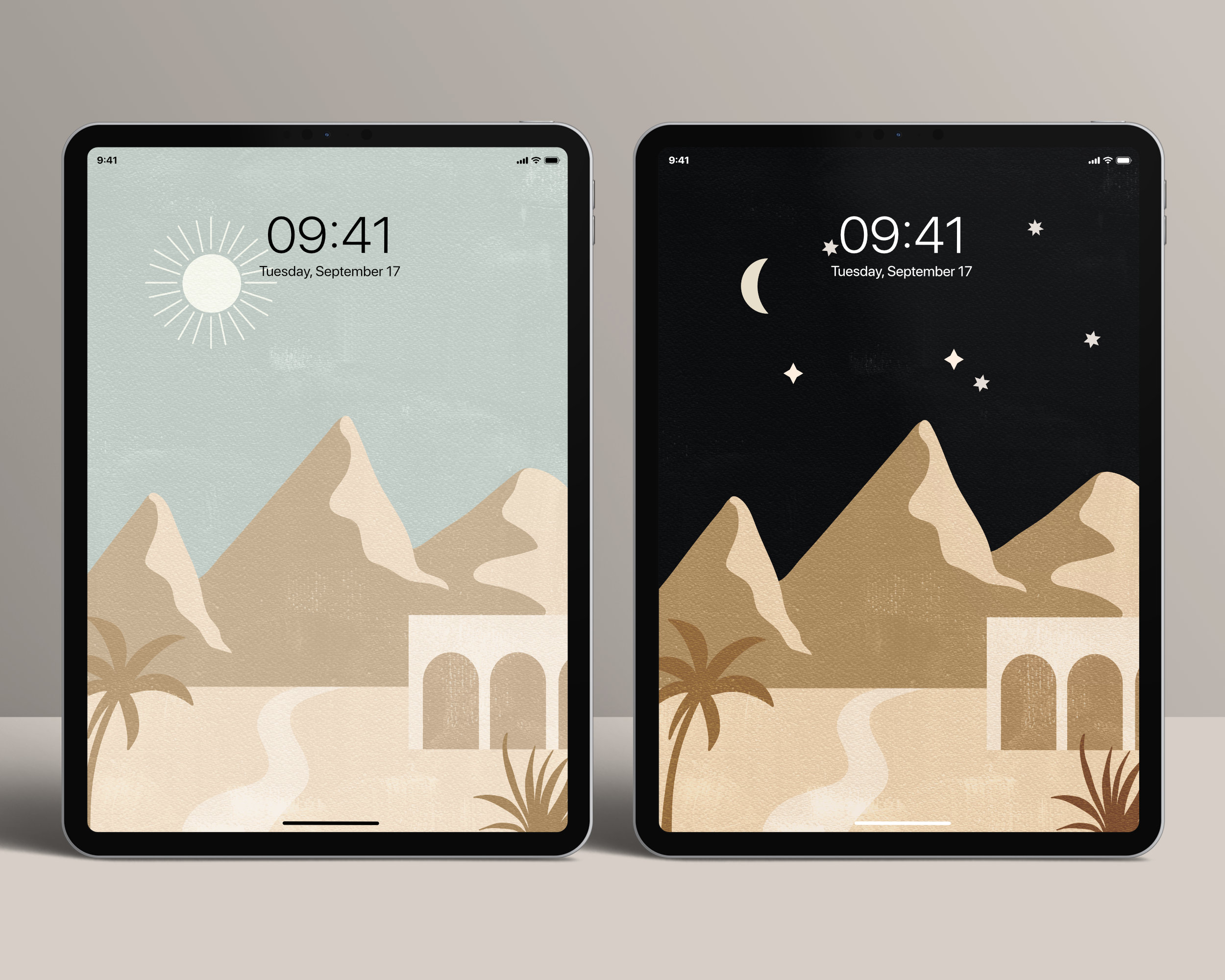 2 Day and Night Desert Landscape iPad Wallpaper Digital Download, Boho ...